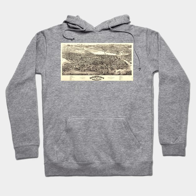 Vintage Pictorial Map of Boston (1880) Hoodie by Bravuramedia